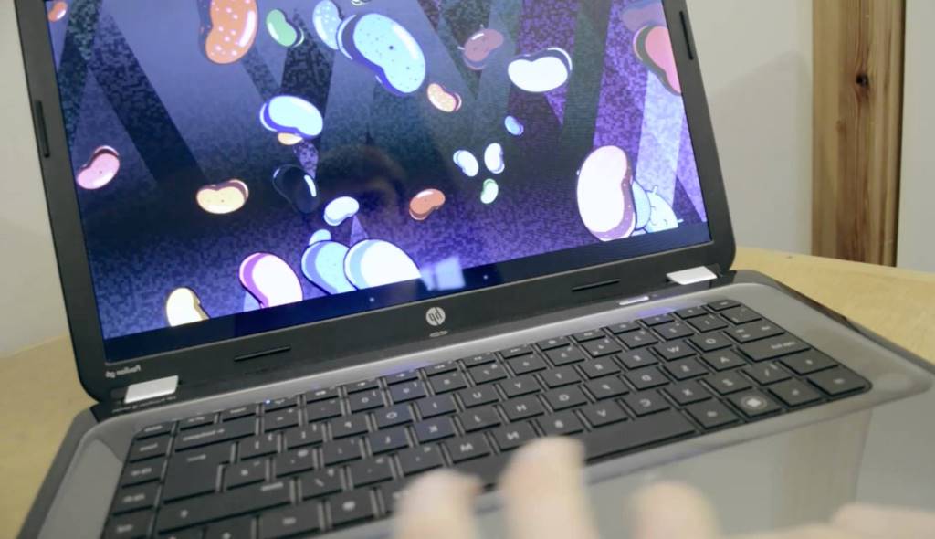 typing on laptop