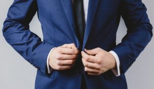 wearing a suit